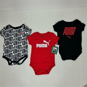 Puma Baby Bodysuit Trio - Black, Red, White Size 6-9M